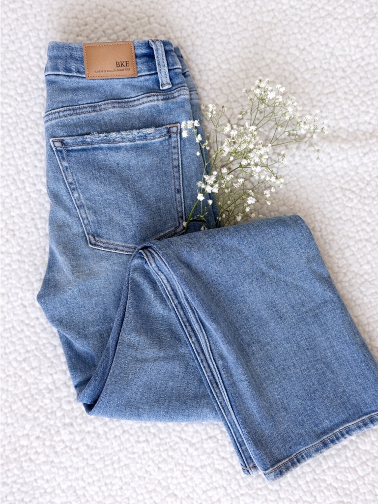 Bke Parker Bootcut Jeans  Light Wash  Stretch Denim